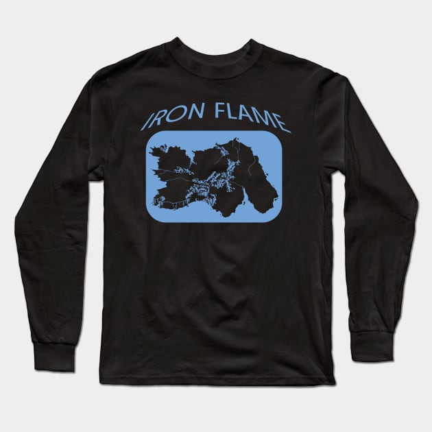 Iron Flame Map Light Blue Long Sleeve T-Shirt by KifLeeDesigns